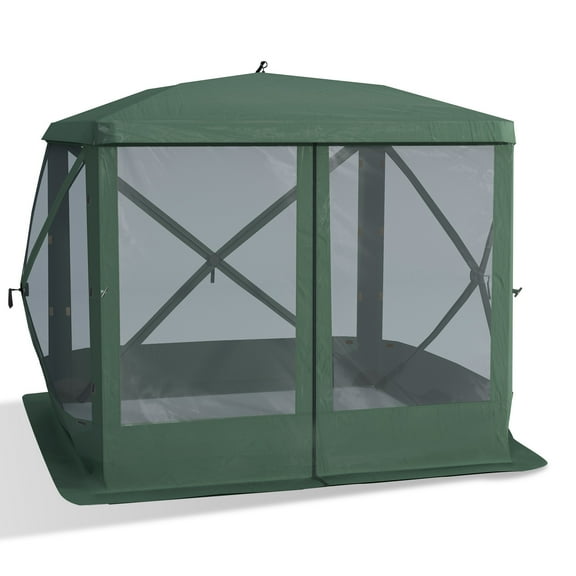 CoSoTower Pop Up Camping Canopy Gazebo Screen Shelter Tent with Single Person Easy Set-Up, Ventilating Mesh, Portable Carry Bag for Outdoor Camping Party Event, 7X7Ft, Green