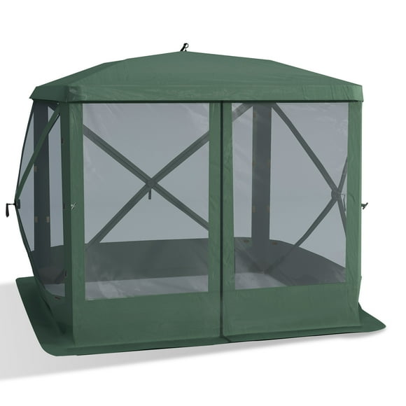 Outsunny Pop-Up Screen House Gazebo Camping Outdoor Instant Setup Tent Fits 3-4 People 210D Material w/ Carry Bag & Ground Stakes, Green
