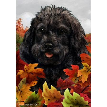 Cockapoo Black - Best of Breed Fall Leaves Garden Flags