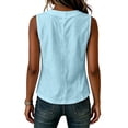 thumbnail image 6 of Sheghy Tank Tops for Women 100%Cotton Women's Solid Color V-neck Sleeveless Button Casual Cotton and Linen Top, 6 of 6