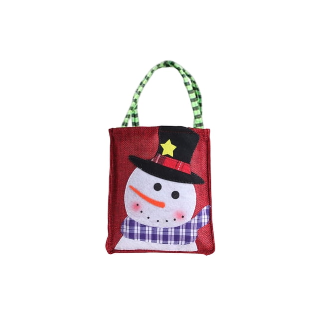 Kearding Bolsa de Navidad colorida Envoltura de regalos Embalaje Papá Noel Muñeco de nieve Contenedor Bolso de lino de gran capacidad Accesorios de Kits de decoración para fiestas Muñeco de nieve Kearding HA070029-02B