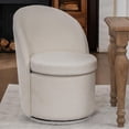 thumbnail image 3 of Kidol & Shellder Swivel Dining Chair with Solid Wood Frame Boucle Accent Chair with Back, Vanity Chair for Dressing Room, Comfy Living Room Seating, Easy Assembly, White 2PCS, 3 of 15