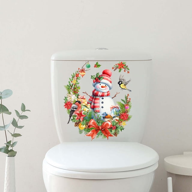 Christmas Snowman Wreath Bird Wall Sticker Living Room Background Decoration Self-adhesive Wall Sticker Pvc