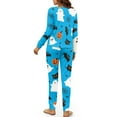 thumbnail image 3 of Yuyamidu Cute Ghost Pajama Set for Women 2 PCS Black Cat Pjs for Travel Yoga Blue Scoop Neck Nightwear Size S Casual Long Sleeve Sleepwear with Pockets, Halloween, 3 of 7