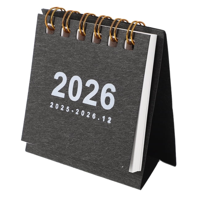 GOOHOCHY Calendario de escritorio 2026: pequeño calendario mensual de escritorio, planificador diario para oficina y hogar, color negro.