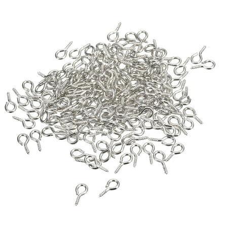 

200 Pack Small Screw Eye Hooks Mini Eyelets Screws 4x8x1mm Bright Silver