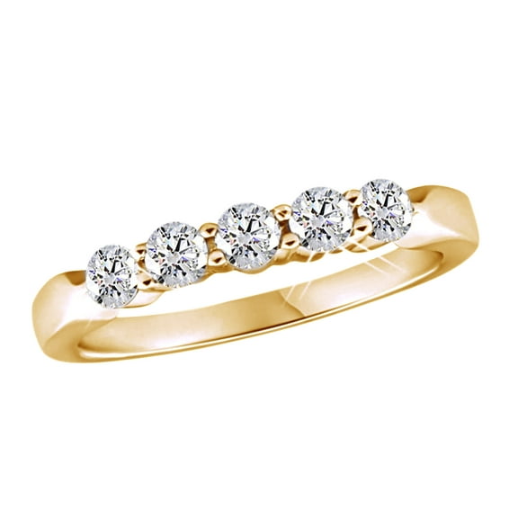 AFFY White Natural Diamond Eternity Band Ring In 14k Yellow Gold (0.25 Cttw)