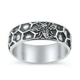 thumbnail image 4 of Celtic Honey Bee Comb Design Oxidized Band Ring Solid 925 Sterling Silver Size 6, 4 of 5