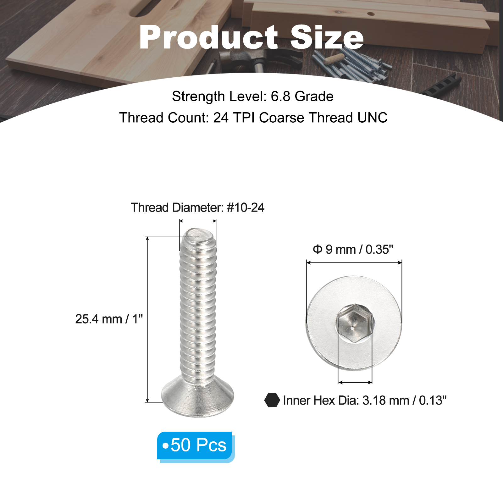 Uxcell M4x50mm Flat Head Machine Screws – 30-Pack, 304 Stainless Steel, Inner Hex Socket – Corrosion Resistant