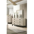 thumbnail image 2 of Transitional Style Cream California King Size Bed 4pc Set Dresser Mirror Nightstand Bedroom Furniture Wooden Upholstered HB, 2 of 7