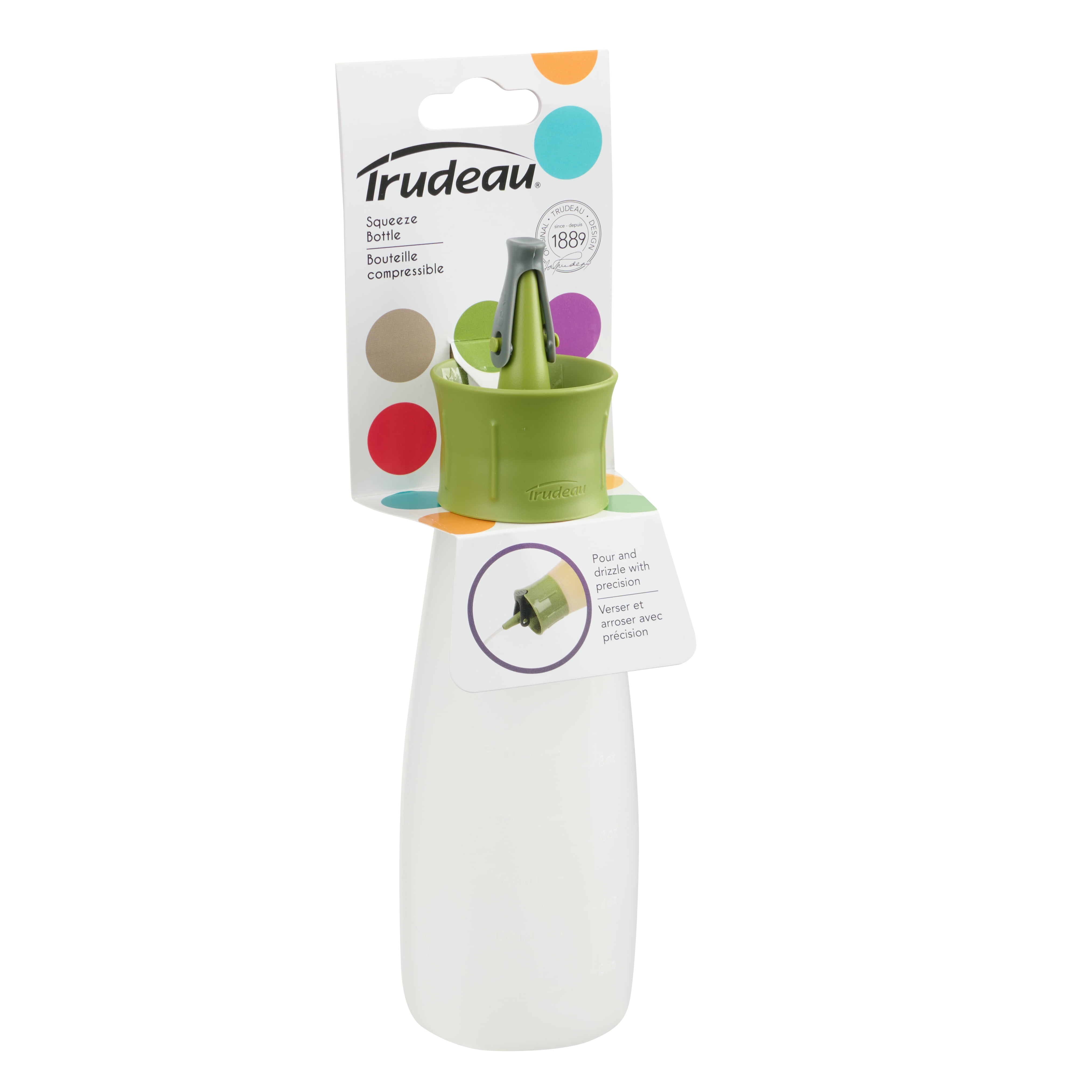 Trudeau Squeeze Oil Bottle 12OZ, 340ML, Soft Squeezing plastic Bottle Easy to Clean, Dishwasher safe