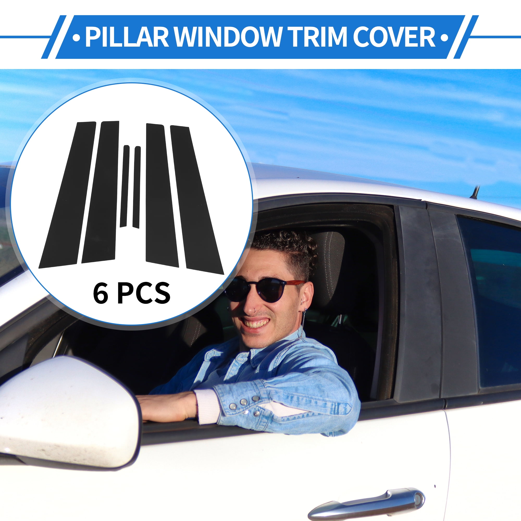 Unique Bargains 6Pcs Door Pillar Window Trim For Kia Forte K3 2014-2018 Black