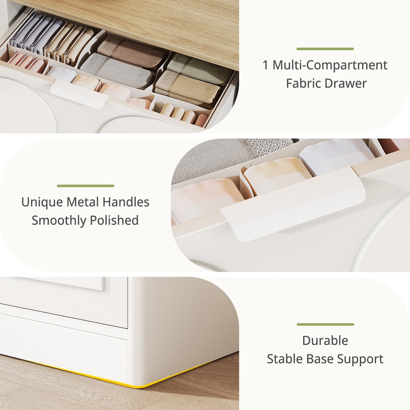 6 Drawer Dresser for Bedroom, 58.1" Wide Wooden Dresser with Geometric Patterns for Kids, Large Dressers & Chests of Drawers for Storing Toys and Yoga Mat, White Dresser