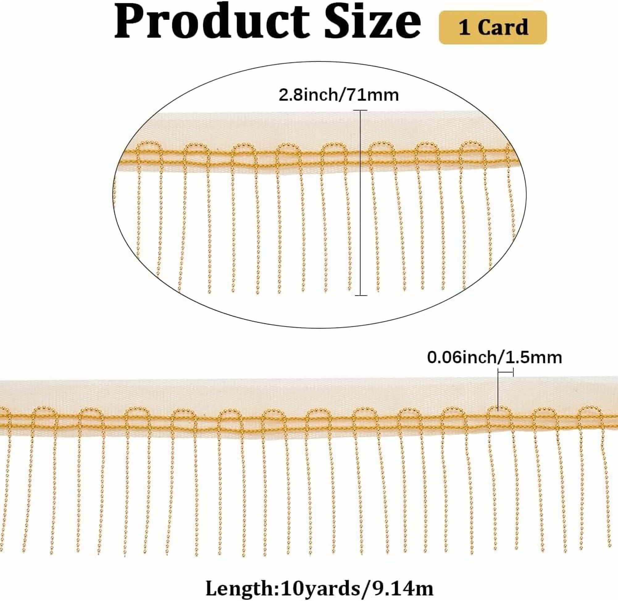 2.8 Inch 10 Yards Gold Chainette Fringe Ribbon Metal Bead Tassel Chain Net Lace Golden Iron Beaded Christmas Decorative Trim DIY