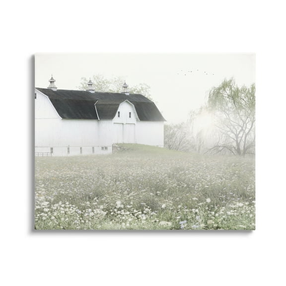 Stupell Industries Peaceful White Barn Countryside Meadow Blooming Buds Graphic Art Gallery Wrapped Canvas Print Wall Art, Design by Lori Deiter