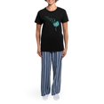 thumbnail image 4 of CafePress - Blowing Dandelion Aqua Women's Dark Pajamas - Women's Short Sleeve Print T-Shirt and Pants Dark Cotton Pajama Set, 4 of 7