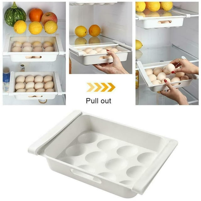 Caja de almacenamiento de clara de huevo de alimentos para refrigerador, estante de cajón de nevera, caja de almacenamiento de huevos de 12 rejillas para cocina Adepaton LN-0823