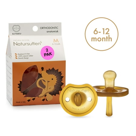 UPC: 0894654002646 | Natursutten Orthodontic Pacifier 6-12 Months Natural Rubber Butterfly 2pk