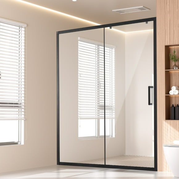 VEVOR Semi-frameless Shower Door 57.7-59 x 70 in Tempered Glass 1/4 in Matte Black