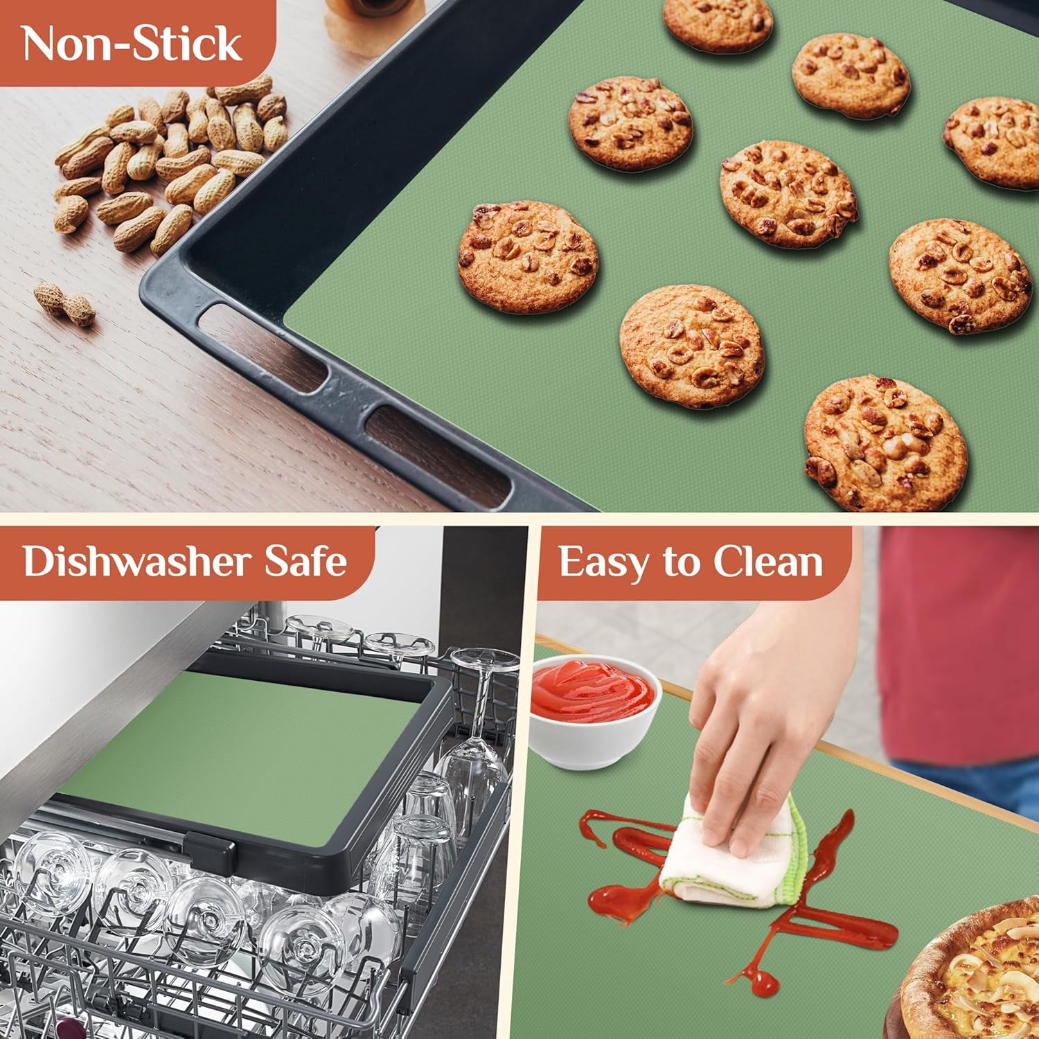 Silicone , 12 IN x 6 FT Free Cutting Baking Sheet,Non-Stick Reusable Dough & Pastry Mat,Non-Slip Silicone Mat Roll for Air Fryer Liner,Freeze Dryer,Oven Baking Pan,Kitchen Counter
