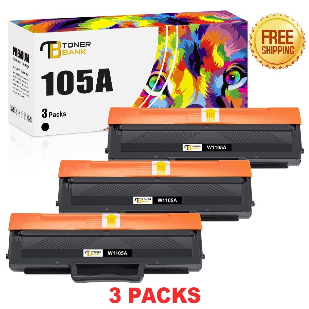 Toner Bank 3-Pack Compatible Toner WITH CHIP for HP W1105A 105A