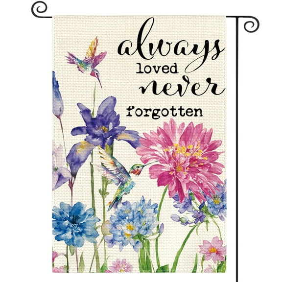 Always Loved Never Forgotten Memorial Garden Flag Double Sided,Spring Summer Yard Outdoor Decoration