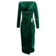 thumbnail image 4 of IWRICH Women's V Neck Wrap Velvet Long Sleeve Elegant Bodycon Ruched Party Maxi Dress Green XXL, 4 of 5