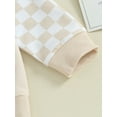 thumbnail image 6 of BblyThe 0-3T Toddler Baby Boys Fall Outfits Checkerboard Patchwork Long Sleeve Sweatshirts and Elastic Waist Pants Outfits, 6 of 9