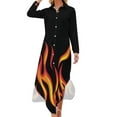 thumbnail image 2 of fire flames Long Sleeved Shirt Dress summer dresses for women dress women summer, 2 of 7