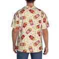 thumbnail image 3 of Balery Cartoon Popcorn Camisa Casual de Manga Corta con Botones para Hombre, Texturizada, Estilo Cubano, para Playa, Verano-Medium, 3 of 5