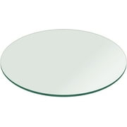 VICTOR 36" Round 1/2" inch Thick Tempered Flat Edge Polished Glass Table Top, 36 INCH, Clear