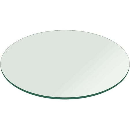 VICTOR 36" Round 1/2" inch Thick Tempered Flat Edge Polished Glass Table Top, 36 INCH, Clear