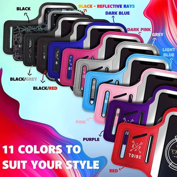 PYYAN-TRIBE Running Phone Holder Armband. iPhone & Galaxy Cell Phone Sports Arm Bands for Women, Men, Runners, Jogging, Walking, Exercise & Gym Workout. Fits All Smartphones. Adjustable Strap, CC/Key
