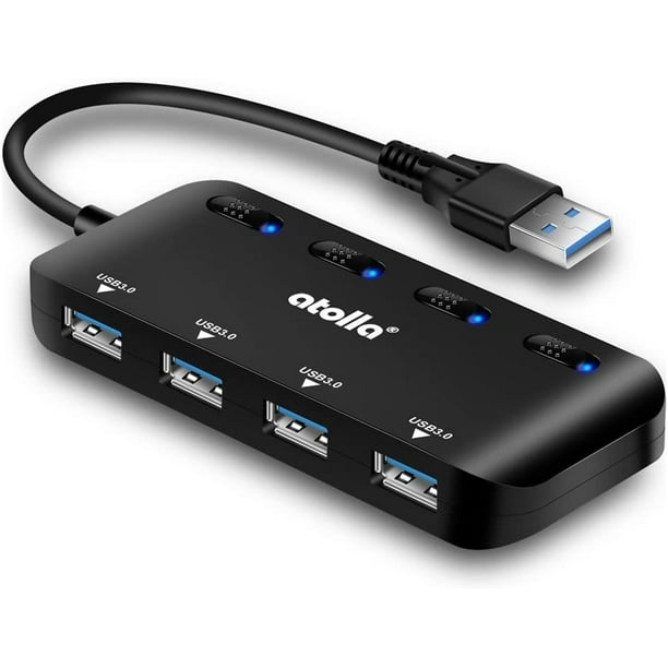 Aceele 4 Port USB 3.0 Hub with Type C Power Port, Aluminum Ultra-Slim Data  USB Hub for Laptop with 4ft Long Extended Cable, Multi Port Expander USB
