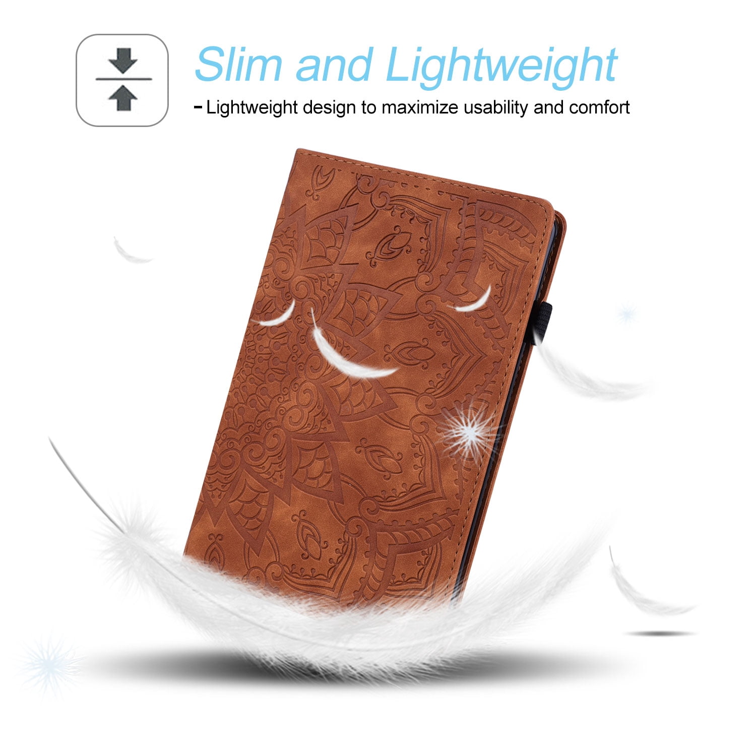 Tarise for Apple iPad 10th Generation Case with Pencil Holder, 2022 iPad 10.9 Inch Case, Embossed PU Leather Shockproof Folio Stand Shell Slim Cover Case for iPad A2757 A2777, Brown