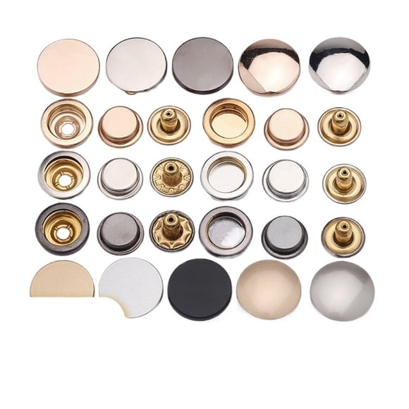 100 Pcs Boutons-Pression en Métal - Modèles 501/503 avec Panneaux Ronds/plats/courbés pour Doudounes, Faciles à Installer