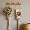 thumbnail image 5 of Macrame Plant Hanger Bohemian Boho Decor Handwoven Indoor Outdoor White 19.7 Inch with 7.87 Inch Pot Holder, 5 of 6
