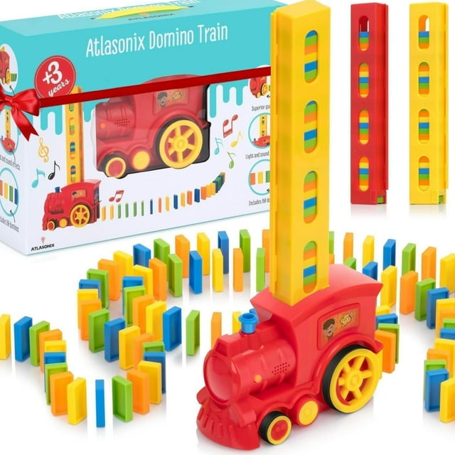 Juguete Montessori Domino Train Atlasonix Dominos Rally para niños de 3 a 8 años