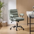 thumbnail image 4 of Modern Home Office Desk Task Chair Adjustable and Faux Leather Upholstered Sage, 4 of 10
