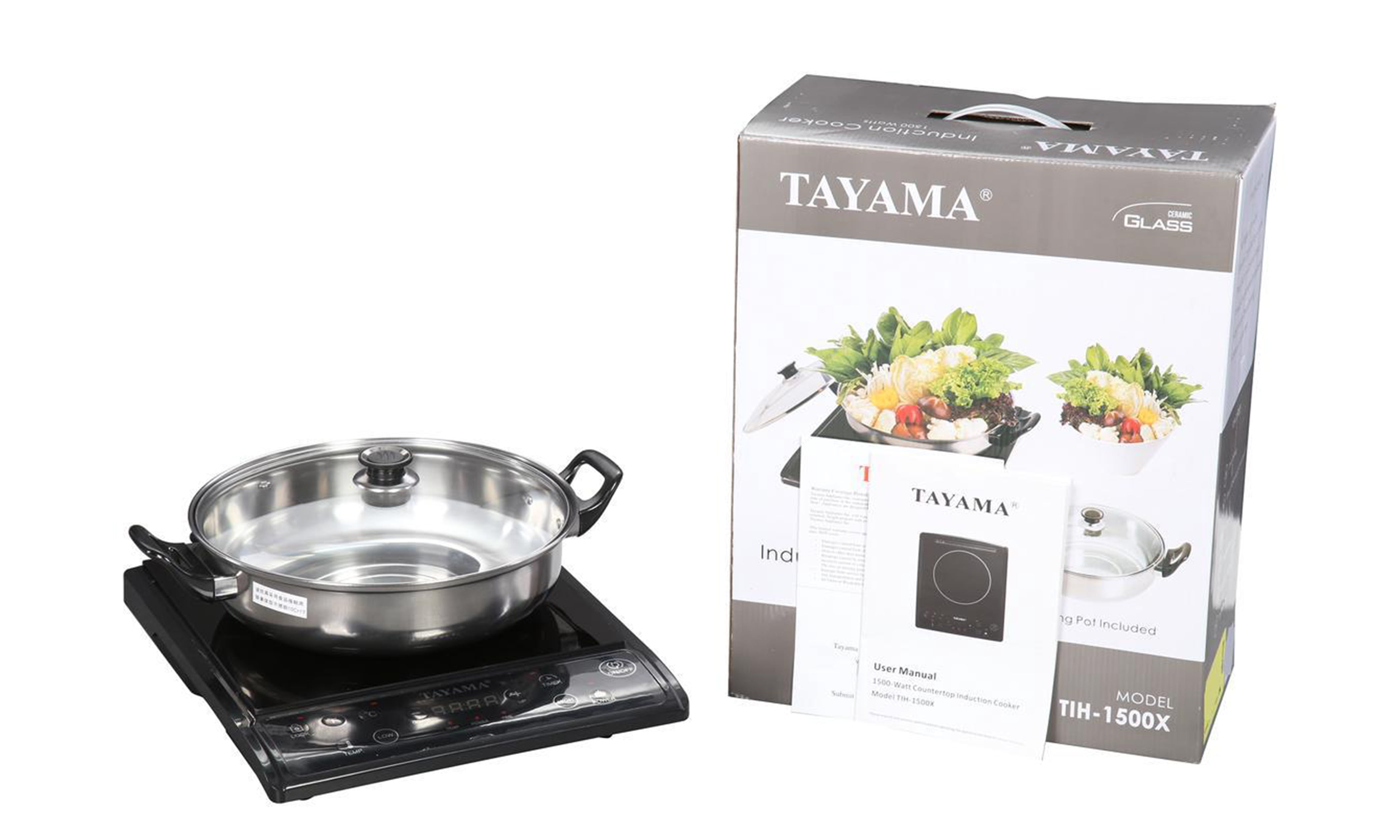 Tayama Single Burner 8 in. Black Ceramic Glass Hot Plate Induction Cooktop  with Shabu Cooking Pot TGI-1500 - The Home Depot