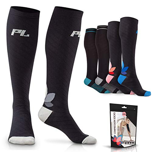 A-Swift Compression Socks 1 Pair for Men and Women Size Medium Hearts Black 