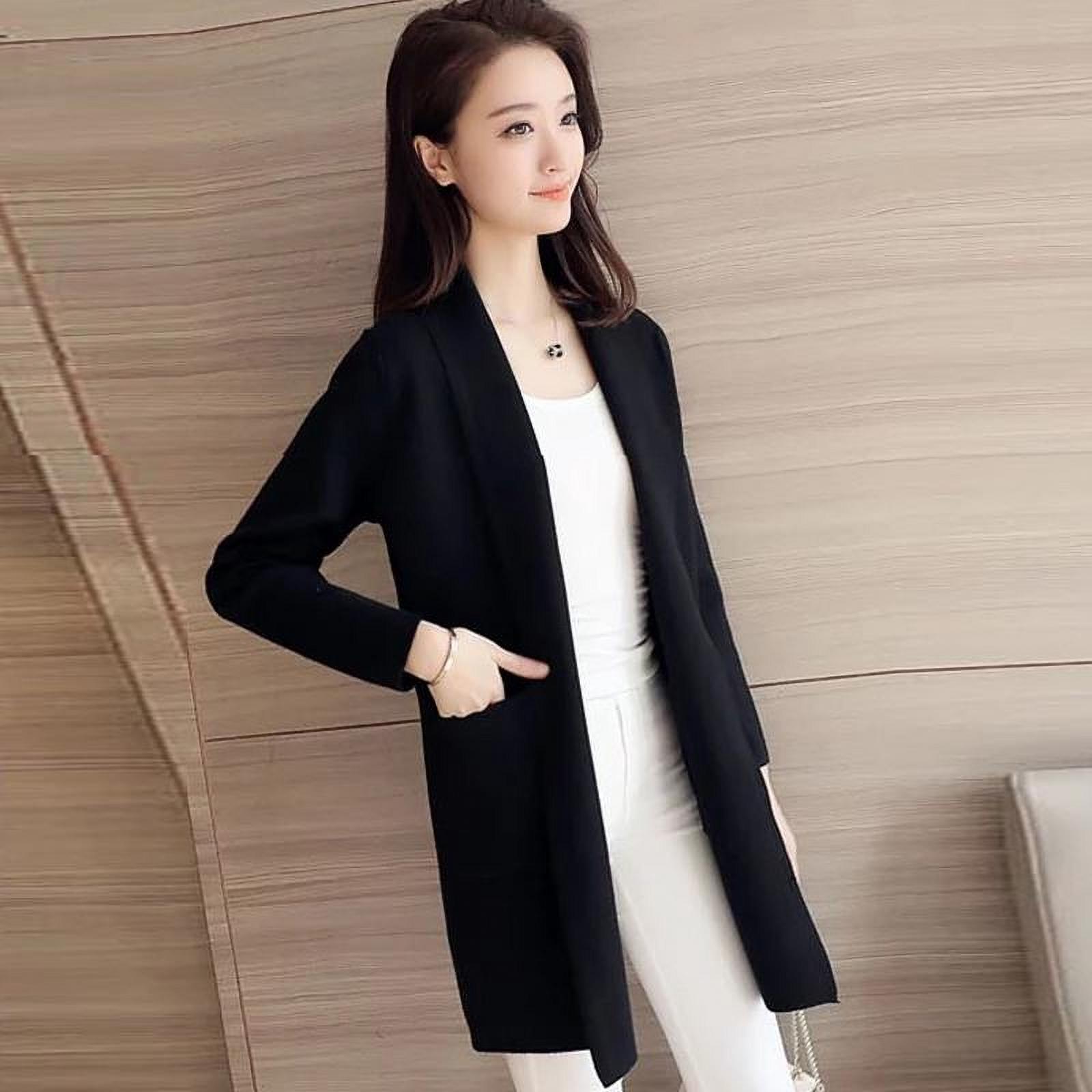 JANDEL Korean Style Loose Casual Solid Color Knit Cardigan Fashion Trend Long-sleeved Women's Coat, Women's Jacket, Long Coat - image 2 of 5