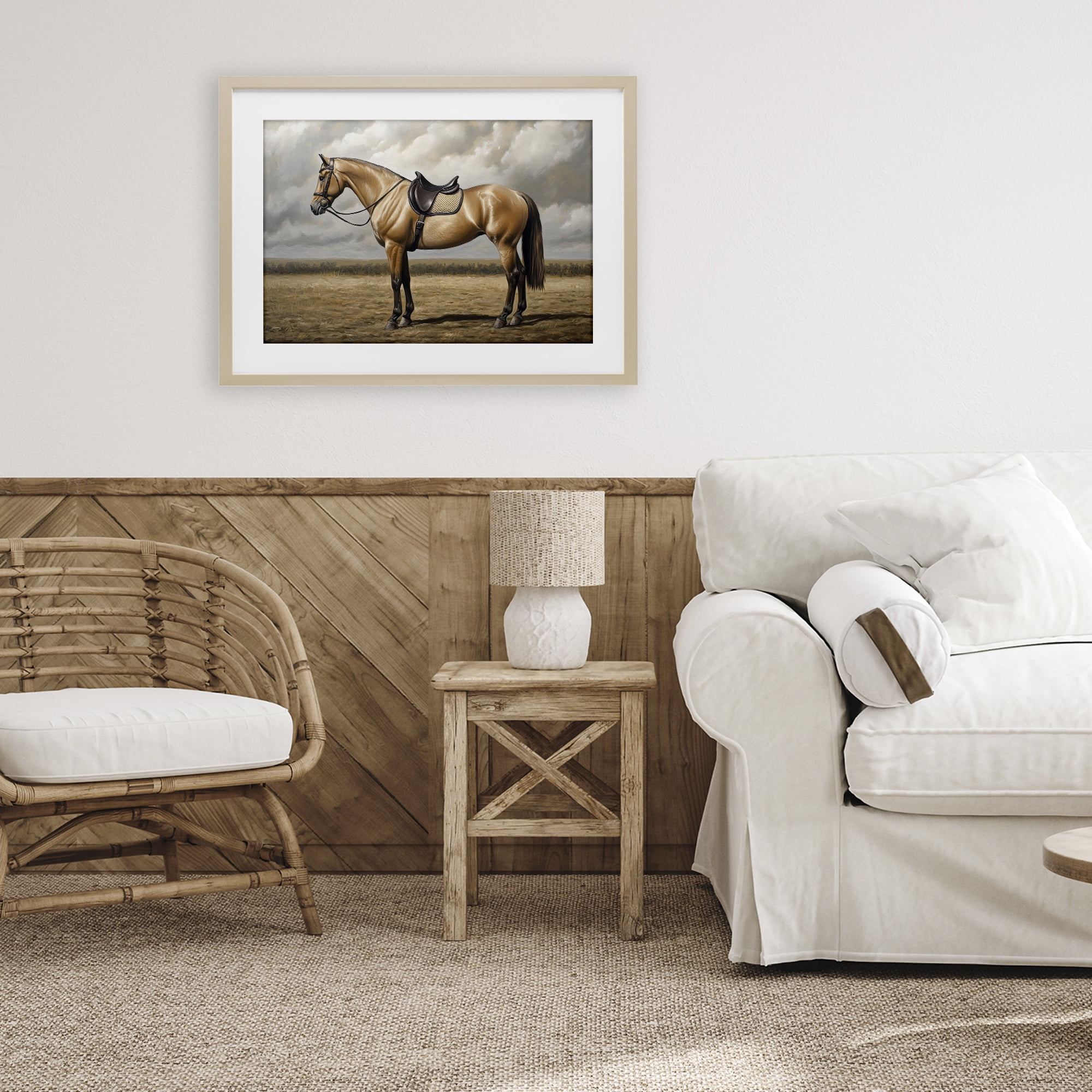 Stupell Industries Shiny Mare Saddled Up Birch Framed Print Under Glass, design by Petal Prints Design