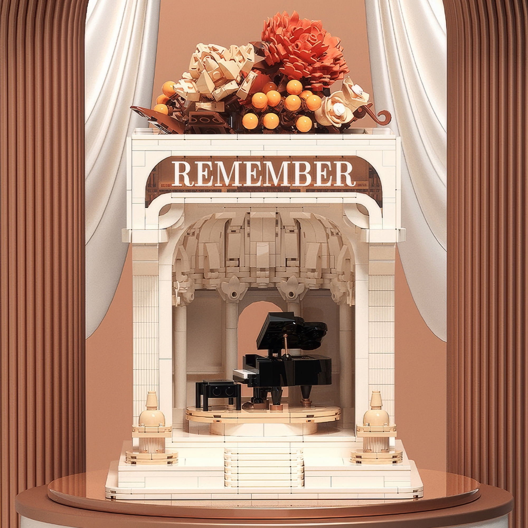 HI-REEKE Decorate Building Block Model Piano Flower Building Kit Toy Gift for Kid Adult Couple White