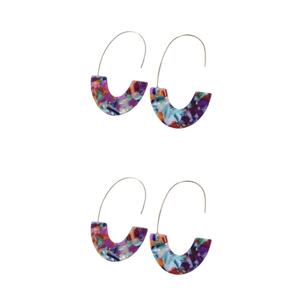 Pendientes de estilo sencillo Qarigey en forma de U con estampado de leopardo azul