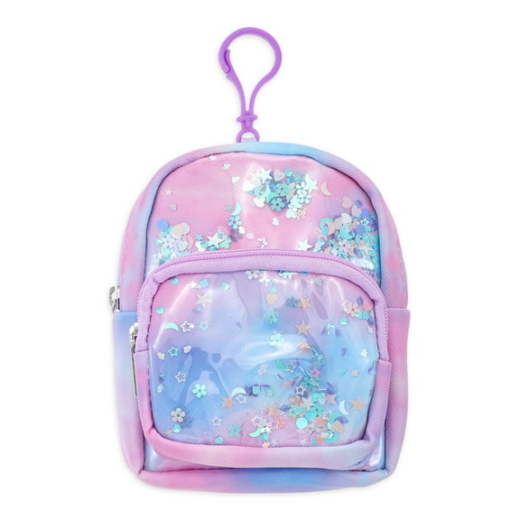 Wonder Nation Girl's Mini Backpack Clip-on Storage Pouch, Pastel Multicolor