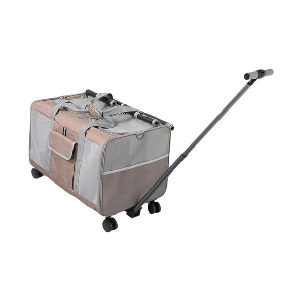 Stgfyxgs Cat Carrier with Wheels, Pet Travel Bag for 2 Small Cats,Rolling Cat Dogs Carrier Pet Travel Carrier on Wheels for Cats Puppy Khaki