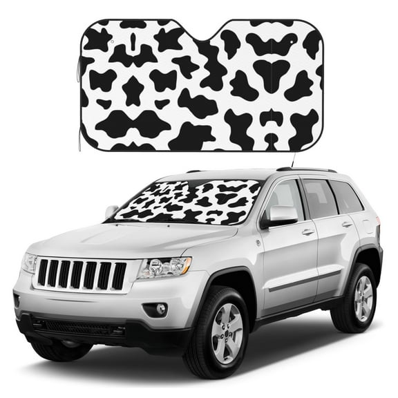 Kdxio Milk Cow Print Windshield Sun Shade, Foldable Sun Blocker for Car,Truck,SUV Automotive Interior Sun Protection,Reflective Shade for Front Windshield(Small)