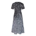 thumbnail image 5 of Penkiiy Women Shiny Print Short Sleeve Dress Loose Plain Casual Summer Flowy Tiered Long Maxi Dresses with Pockets M Dark Gray, 5 of 7