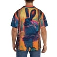 thumbnail image 3 of Gukieu Neon Rabbit In Archway Print Men's Short-sleeved Shirts, Button-down Pocket Shirts, T-shirts, Beach Vacation Travel Summer Clothing-XX-Large, 3 of 5